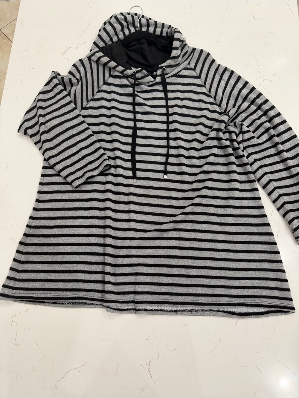 AVE Leisure Striped Cowl Neck Hoodie Cozy Chic